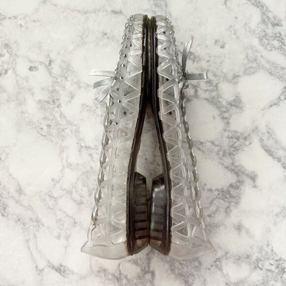 Stuart Weitzman Jellystone Clear Jelly Rhinestone Ballet Flats Silver - Picture 3 of 13